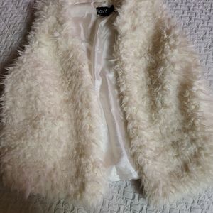 White Furry Vest